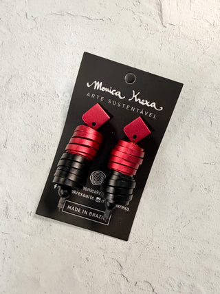 Montreal Post Drop Earrings, Red/Black
