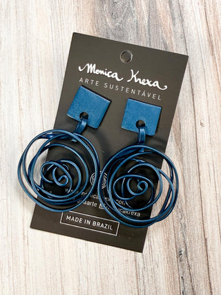 Monica Krexa Noosa Post Drop Earrings, Dark Blue - Statement Boutique