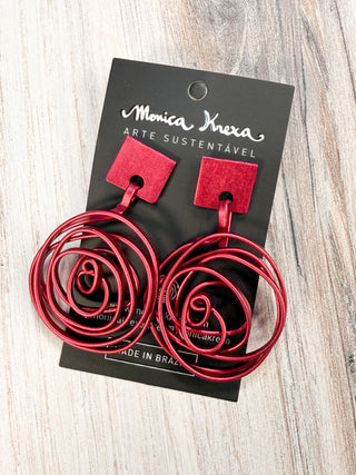 Monica Krexa Noosa Post Drop Earrings, Red - Statement Boutique