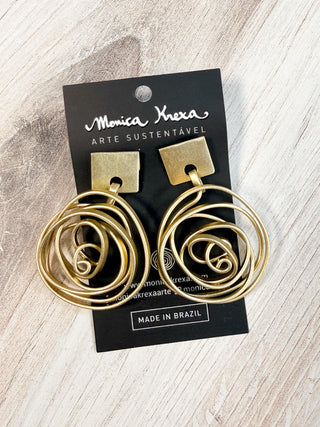 Monica Krexa Noosa Post Drop Earrings, Soft Gold - Statement Boutique