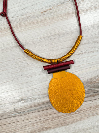 Monica Krexa Osaka Necklace, Orange/Burgundy - Statement Boutique