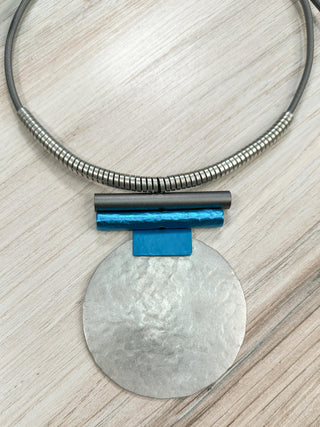 Monica Krexa Osaka Necklace, Silver/Turquoise - Statement Boutique