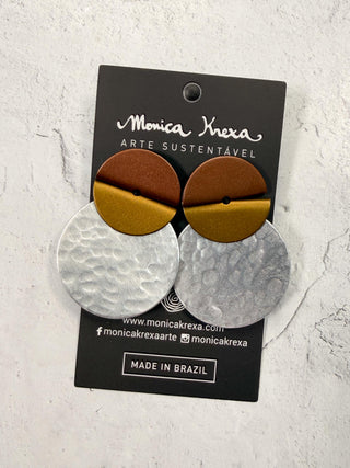 Osaka Post Earrings, Brown/Silver