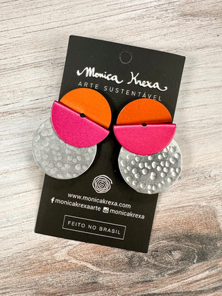 Monica Krexa Osaka Post Earrings, Fuchsia/Orange - Statement Boutique