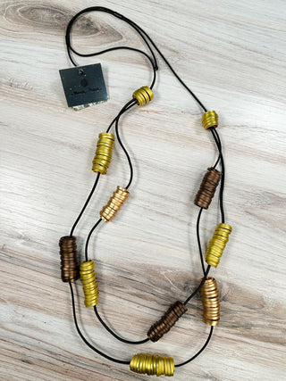 Monica Krexa Quebec Necklace, Gold/Brown Combo - Statement Boutique
