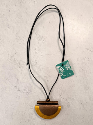 Rio Pendant Necklace, Brown/Saffron
