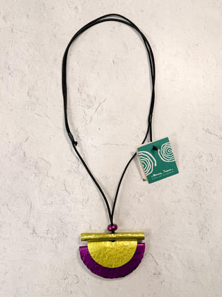 Rio Pendant Necklace, Chartreuse/Purple
