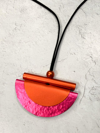 Rio Pendant Necklace, Orange/Fuchsia