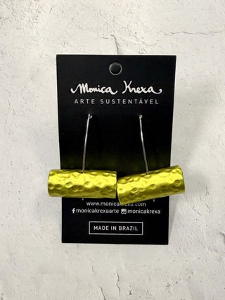 Tube Long Wire Drop Earrings, Chartreuse