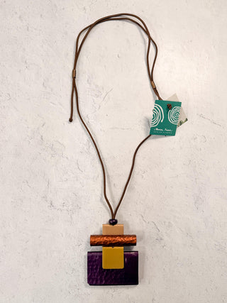 Venice Pendant Necklace, Brown/Purple