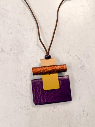 Venice Pendant Necklace, Brown/Purple