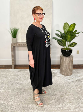 Moonlight Long Sleeve Jumpsuit Dress, Black - Statement Boutique