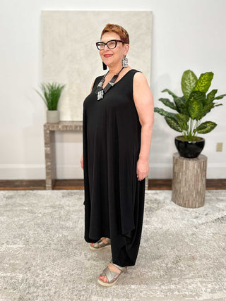 Moonlight Sleeveless Jumpsuit Dress, Black - Statement Boutique