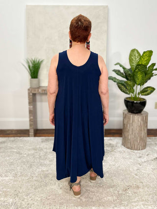 Moonlight Sleeveless Jumpsuit Dress, Navy - Statement Boutique