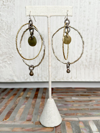 Large Mixed Metal Beaded Loop Earrings
