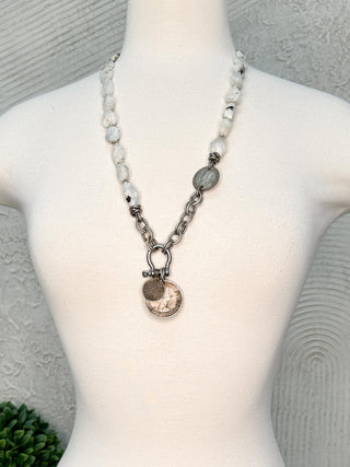Large Moonstones with Coin Necklace