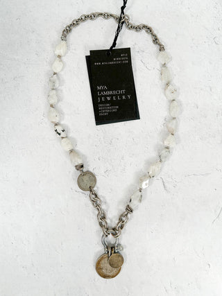 Large Moonstones with Coin Necklace