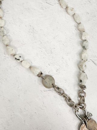 Large Moonstones with Coin Necklace