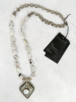 Silver Chain with Large Moonstones & Silver Pendant Necklace