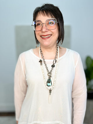 Silver Chain with Triple Pendant Drop Necklace
