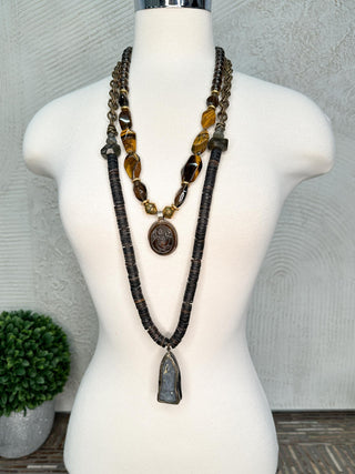 Chain and Bead Necklace with Buddha Pendant
