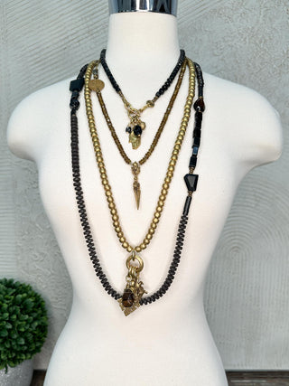 Gold Necklace with Dragon and Symbol Pendants