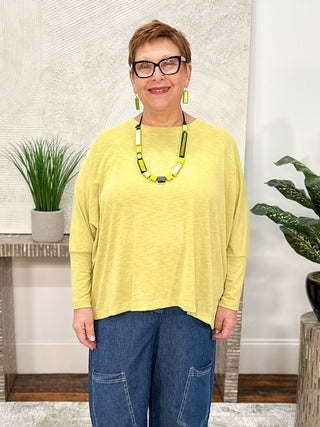 Nally & Millie Oversized Cuff Sleeve Top, Lime - Statement Boutique