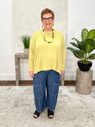 Nally & Millie Oversized Cuff Sleeve Top, Lime - Statement Boutique