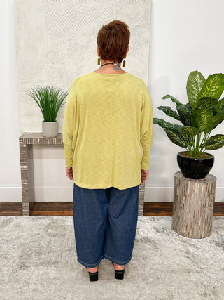 Nally & Millie Oversized Cuff Sleeve Top, Lime - Statement Boutique