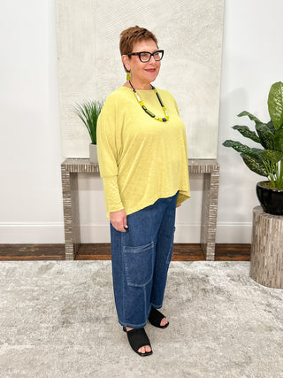 Nally & Millie Oversized Cuff Sleeve Top, Lime - Statement Boutique