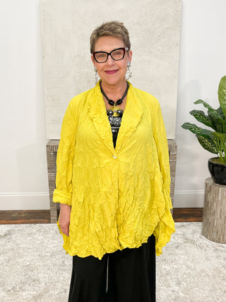 Noen Crush Button Front Jacket, Citron - Statement Boutique