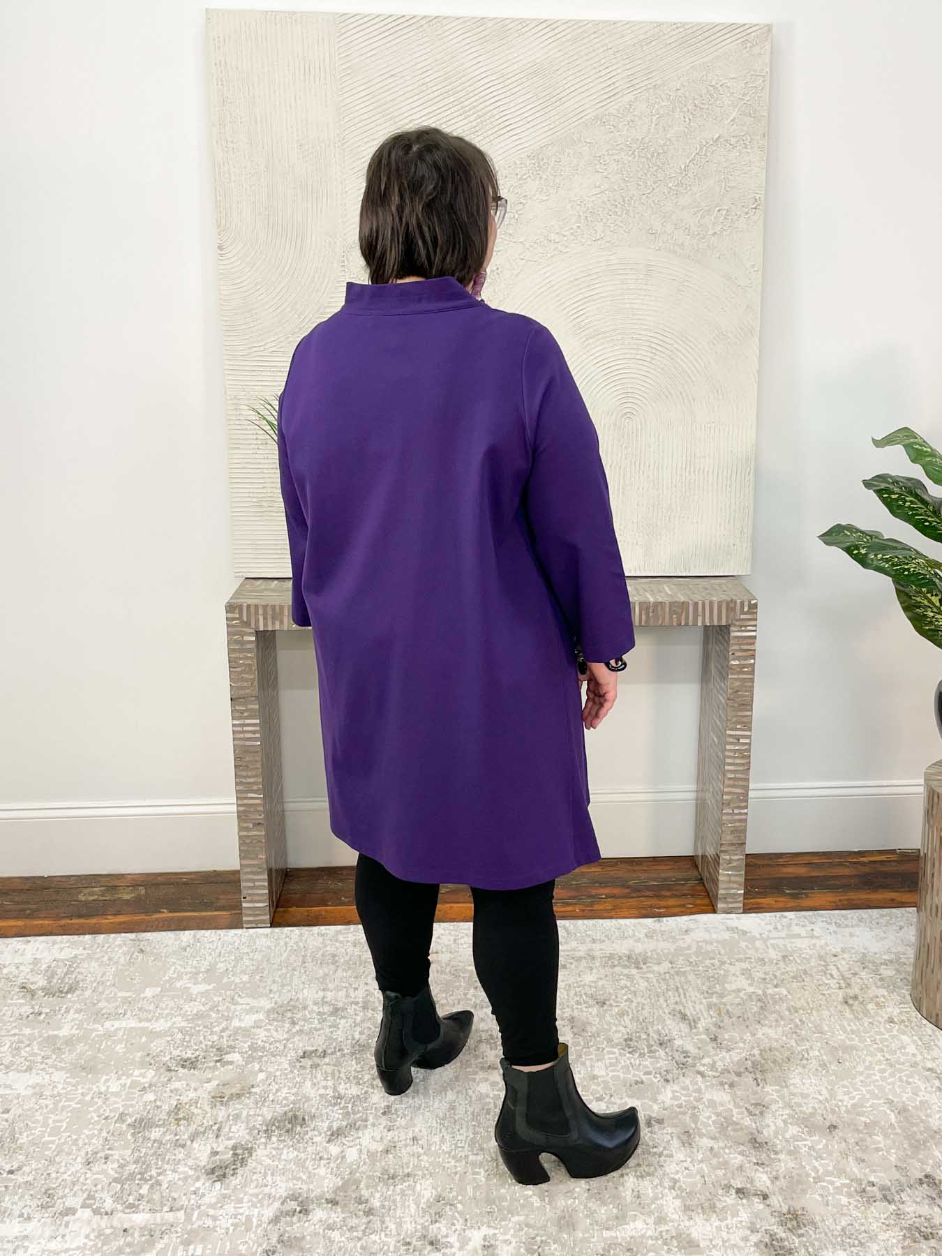 Noen Ponte Mock Neck Tunic Dress, Purple - Statement Boutique