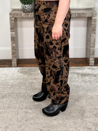 Printed Barrel Jeans, Dark Brown