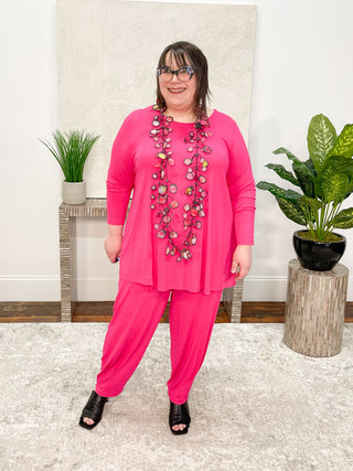 Noen Side Vent Tunic, Pink - Statement Boutique