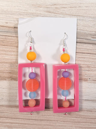 Nusantara Inc. Abacus Resin Earrings, Pink/Peach/Yellow - Statement Boutique