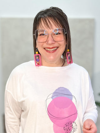 Nusantara Inc. Abacus Resin Earrings, Pink/Purple/Yellow - Statement Boutique