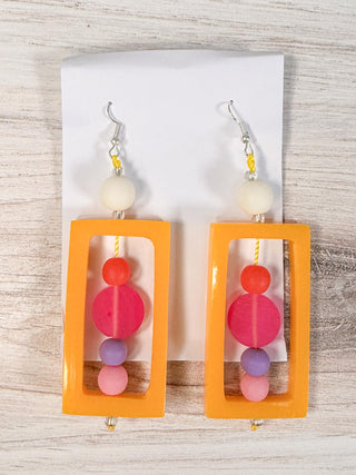 Nusantara Inc. Abacus Resin Earrings, Yellow/Fuchsia/White - Statement Boutique