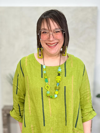 Nusantara Inc. Mod Resin Adjustable Necklace, Lime/Aqua - Statement Boutique