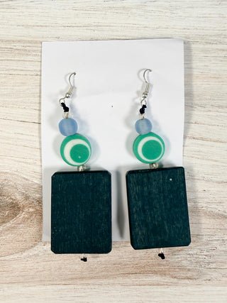 Nusantara Inc. Rectangular Resin Earrings, Indigo/Turquoise - Statement Boutique