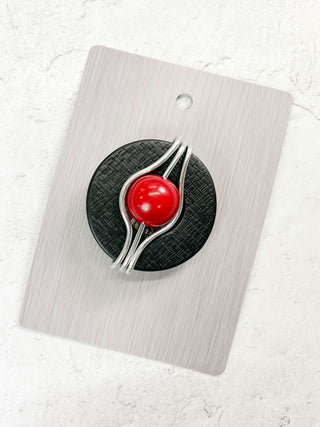 OC Jewelry Denali Magnet Brooch, Black/Red - Statement Boutique