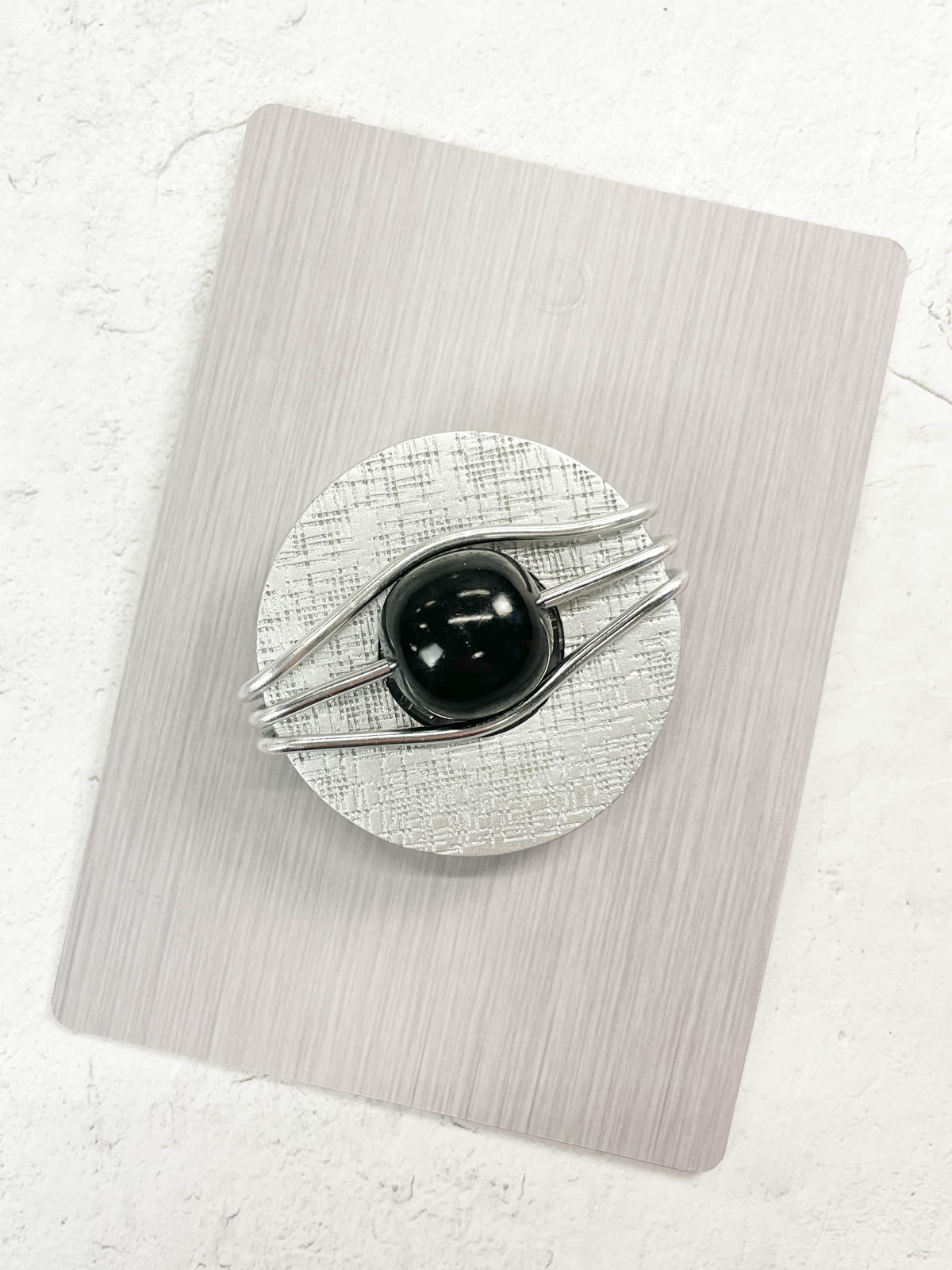 OC Jewelry Denali Magnet Brooch, Silver/Black - Statement Boutique