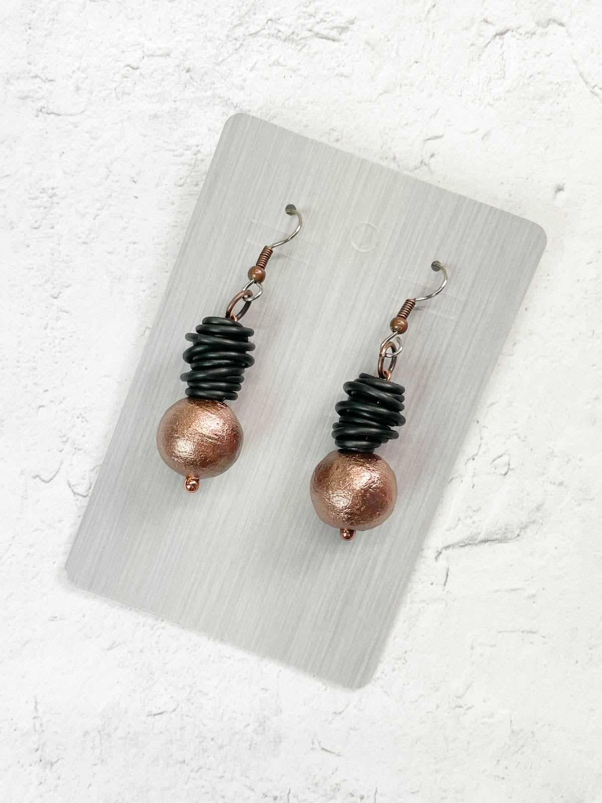 OC Jewelry Holly Wire Earrings, Copper UL/Black - Statement Boutique