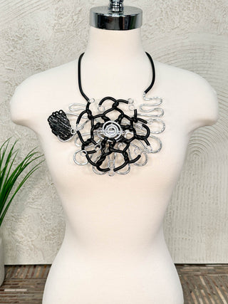 OC Jewelry Ursula Magnet Brooch, Silver/Black - Statement Boutique