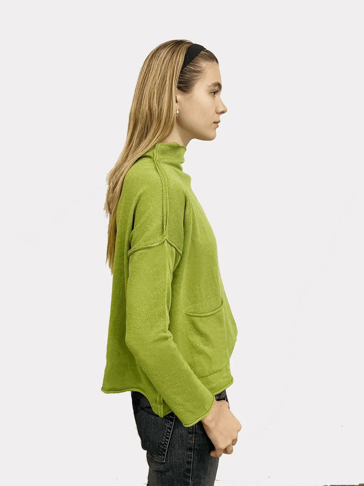 Ozai N Ku Boxy Pocket Sweater, Kiwi - Statement Boutique