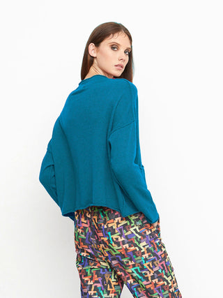 Ozai N Ku Boxy Pocket Sweater, Petrol - Statement Boutique