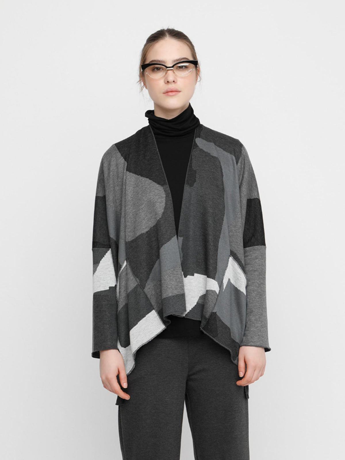 Ozai N Ku Drop Sleeve Open Cardi Jacket, Clouds - Statement Boutique