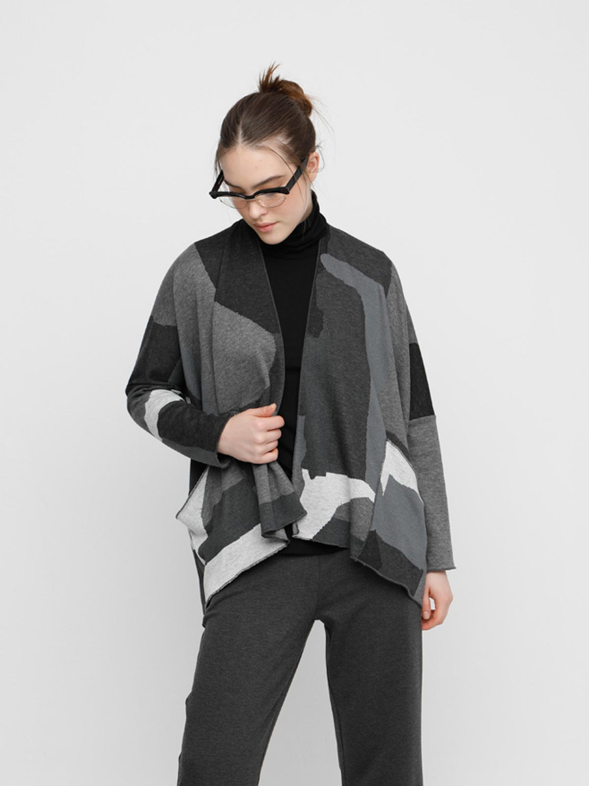 Ozai N Ku Drop Sleeve Open Cardi Jacket, Clouds - Statement Boutique