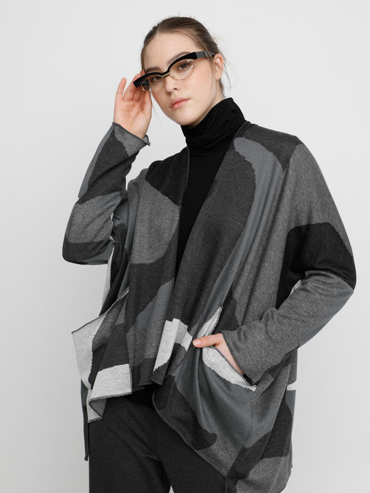 Ozai N Ku Drop Sleeve Open Cardi Jacket, Clouds - Statement Boutique