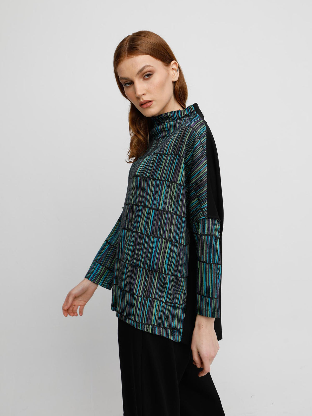 Ozai N Ku Funnel Neck Drop Sleeve Top, Volcano - Statement Boutique