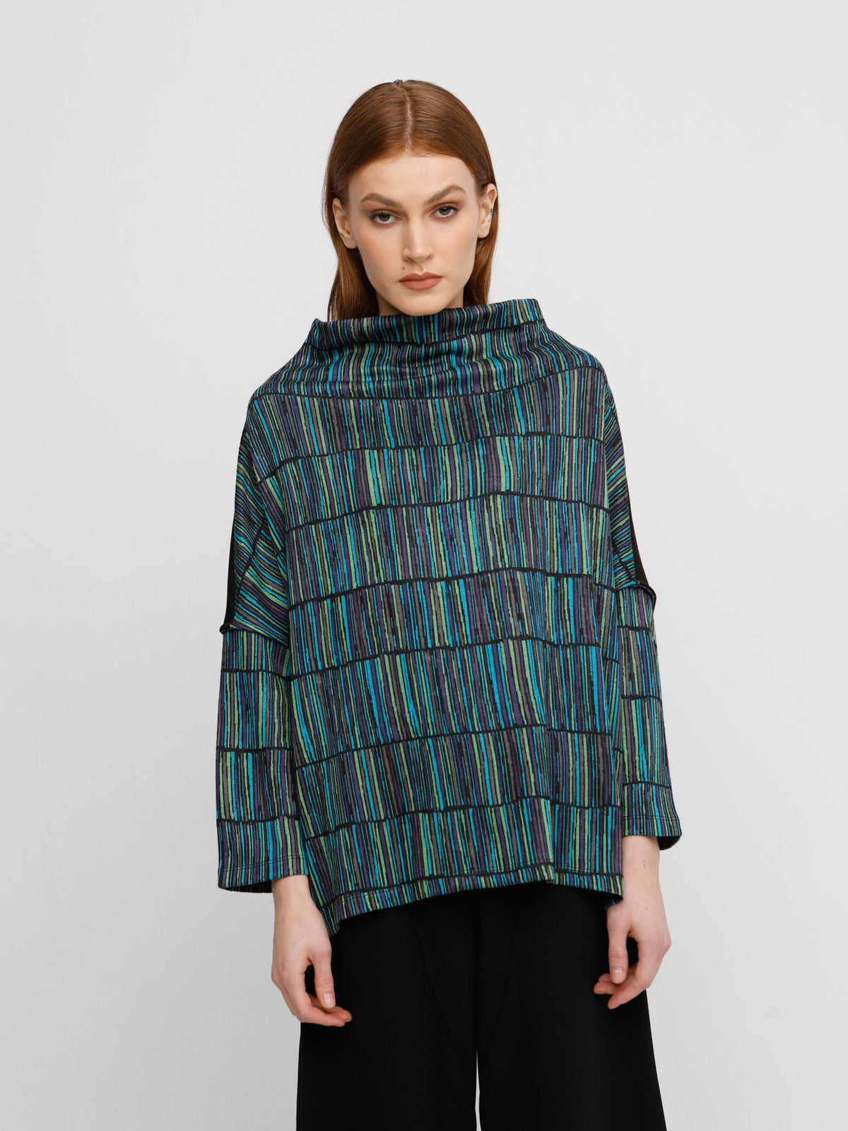 Ozai N Ku Funnel Neck Drop Sleeve Top, Volcano - Statement Boutique